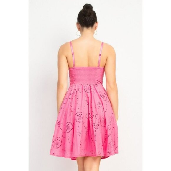 Haute Monde Eyelet Back Shirred Sweetheart Dress Lime Adjustable Straps Size S - Picture 16 of 16